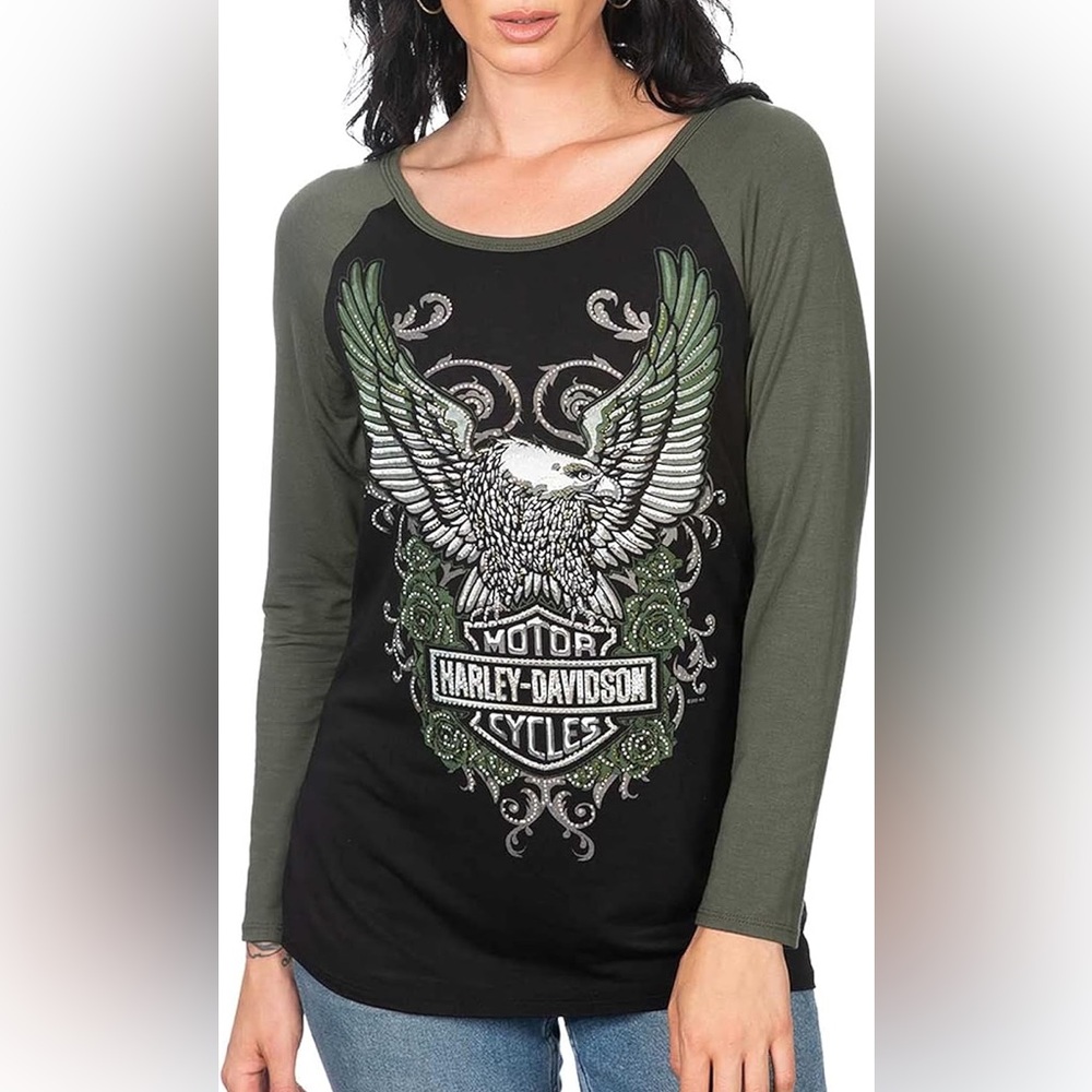 ***SOLD ON ANOTHER PLATFORM*** 
Harley-Davidson Black and Green Eagle Shirt